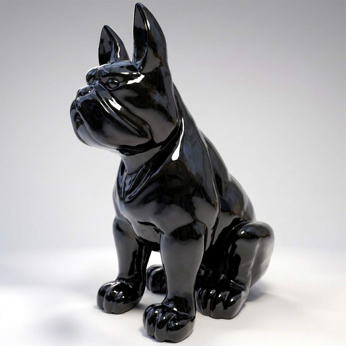 Riesige Dekorative Bulldogge Sitzend Einfarbig Figur – Bild 4