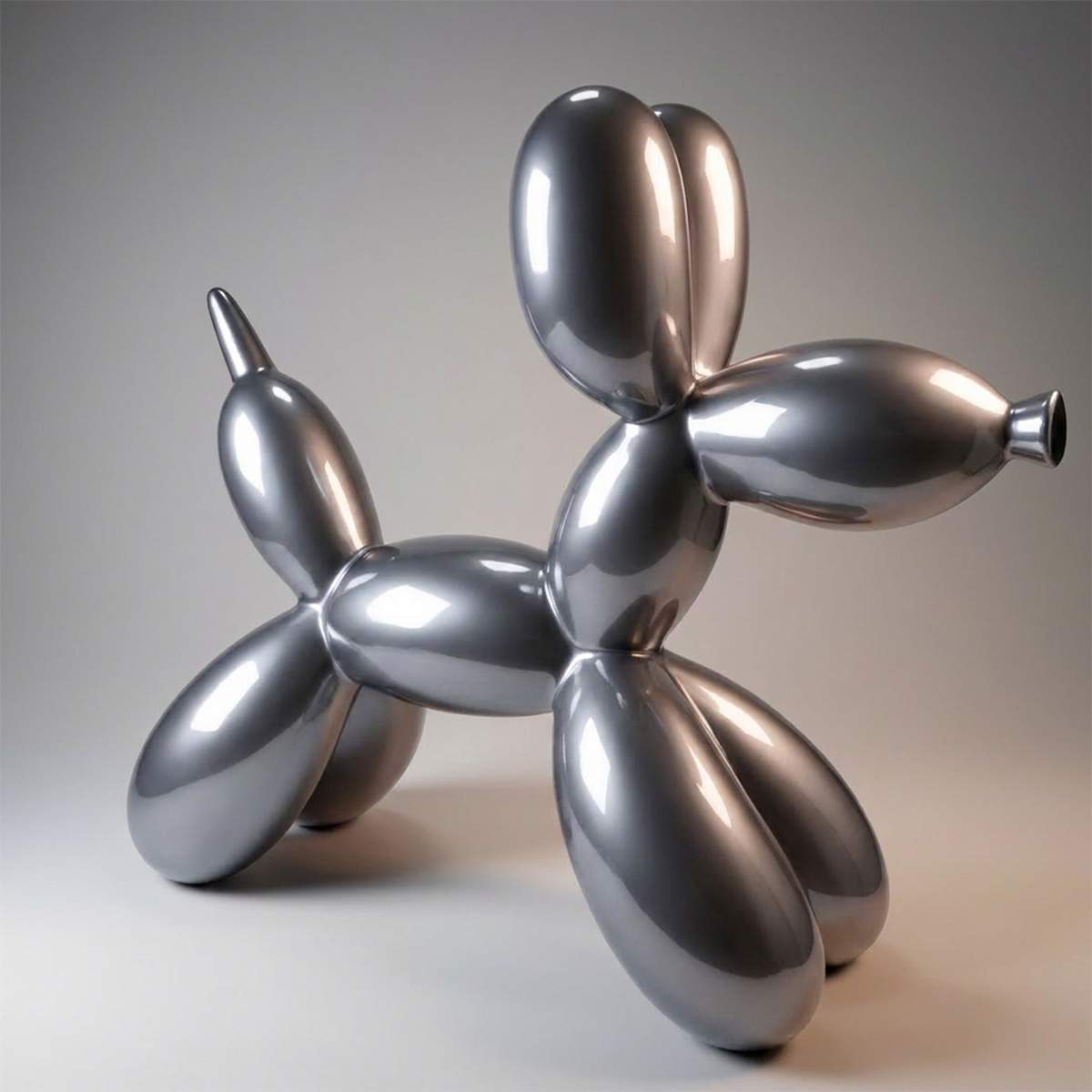 Große Dekorative Ballonhund-Figur – Silber