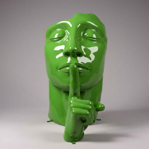 Grüne Maske „Finger auf den Lippen”
