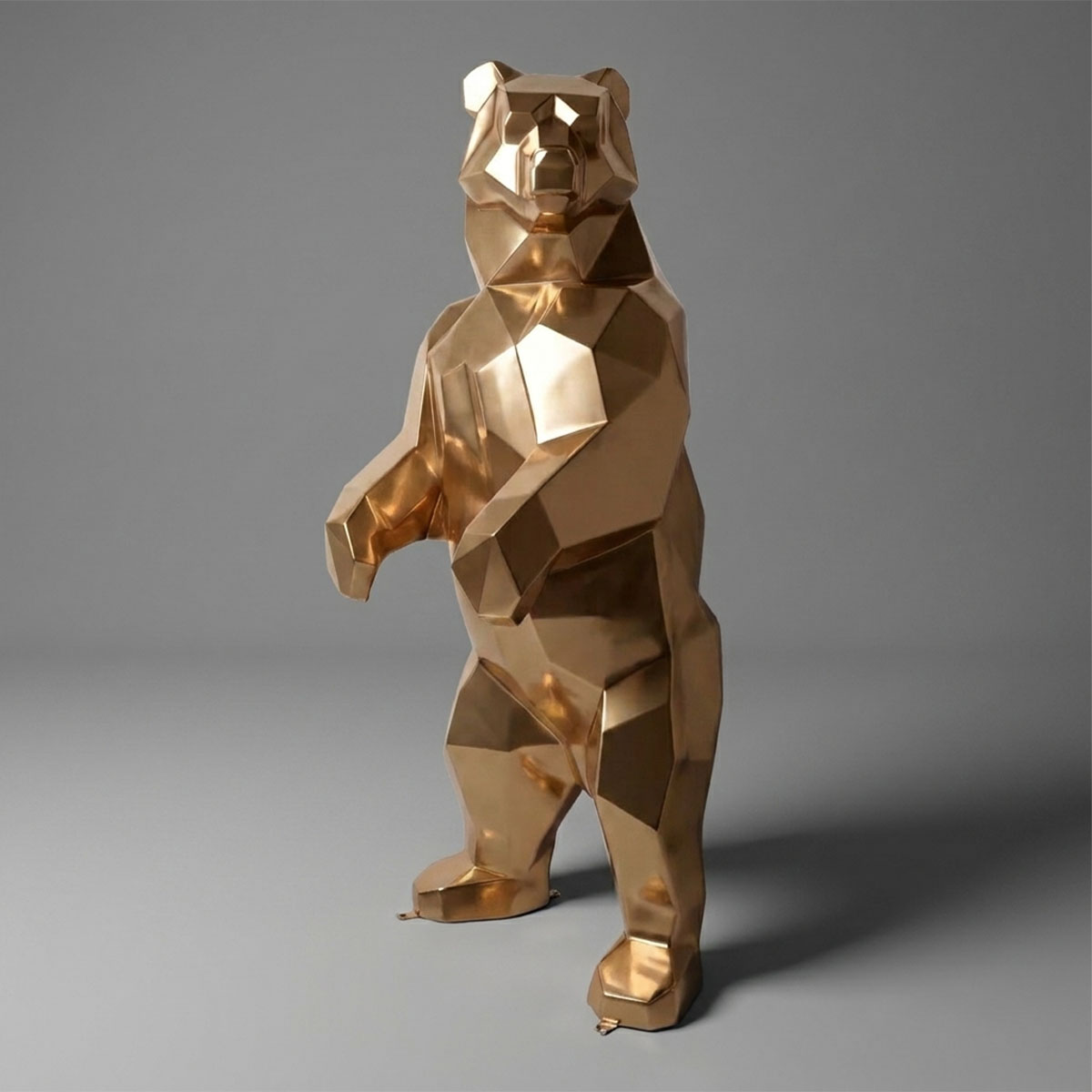 Große Figur – Quadratischer Bär – Gold – Bild 3