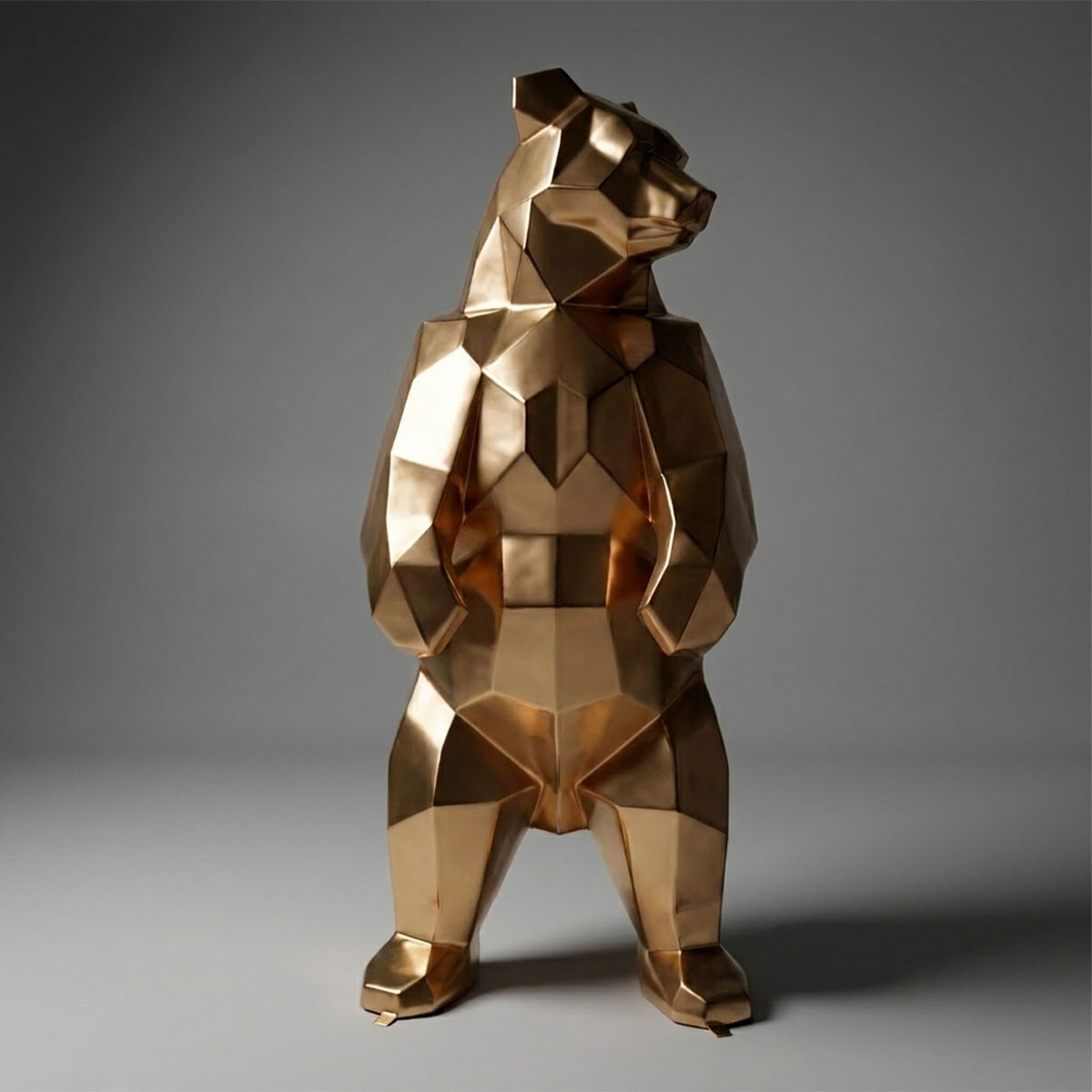 Große Figur – Quadratischer Bär – Gold – Bild 2