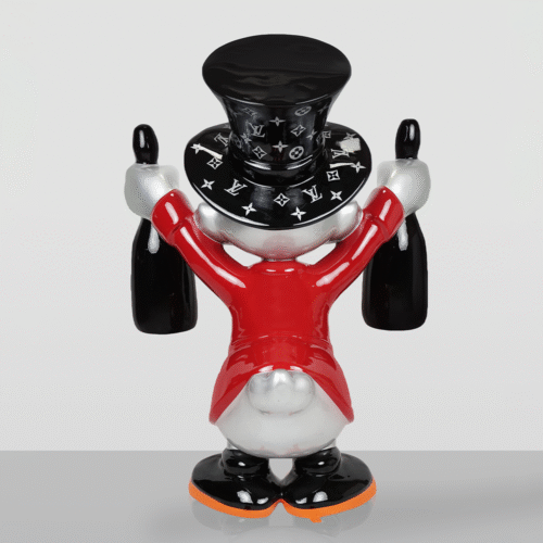 Dekorative Figur – Mittelgroßer Dagobert Duck mit Flaschen