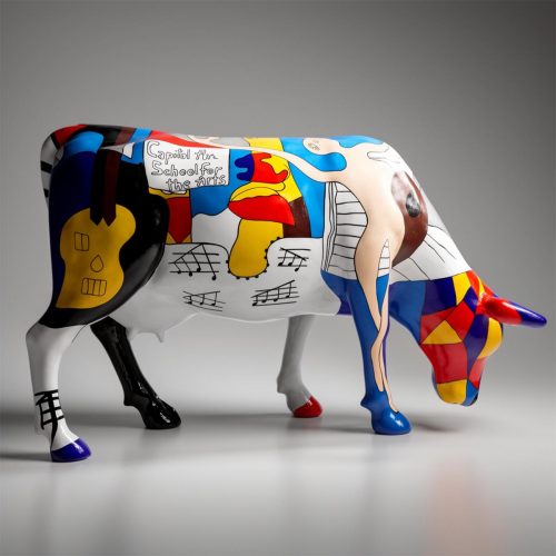 Große Figur – Handbemalte Kuh, Motiv Pablo Picasso
