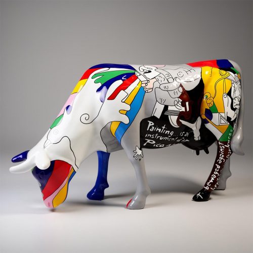 Große Figur – Handbemalte Kuh, Motiv Pablo Picasso