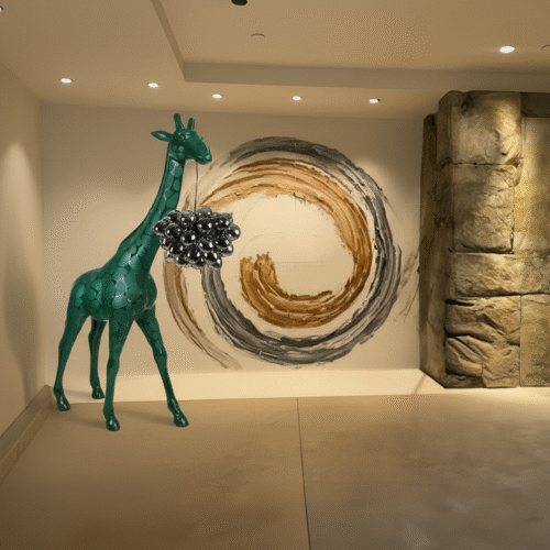 Große Giraffe 230cm Lampe – Grüne Version mit Flecken