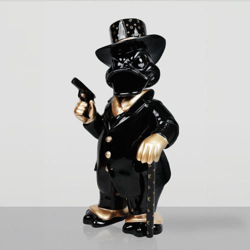 Dekorative Figur – Al-Capone-Enterich Schwarz-Gold