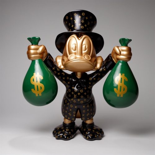 Dekorative Figur – Mini Dagobert Duck mit Geldsäcken