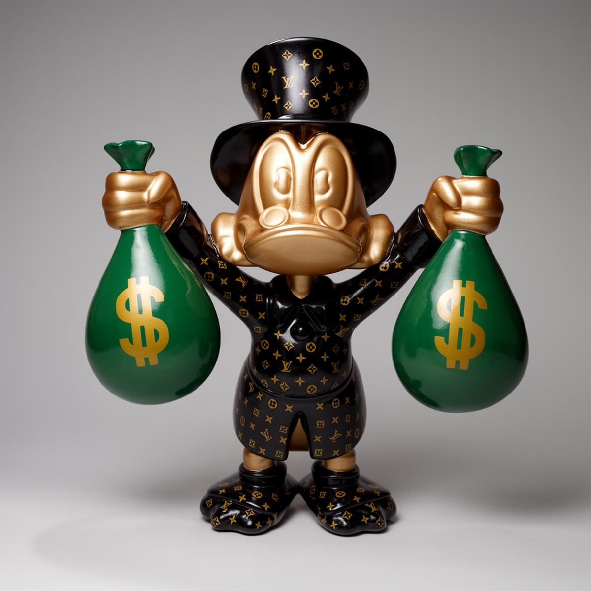 Dekorative Figur – Mini Dagobert Duck mit Geldsäcken