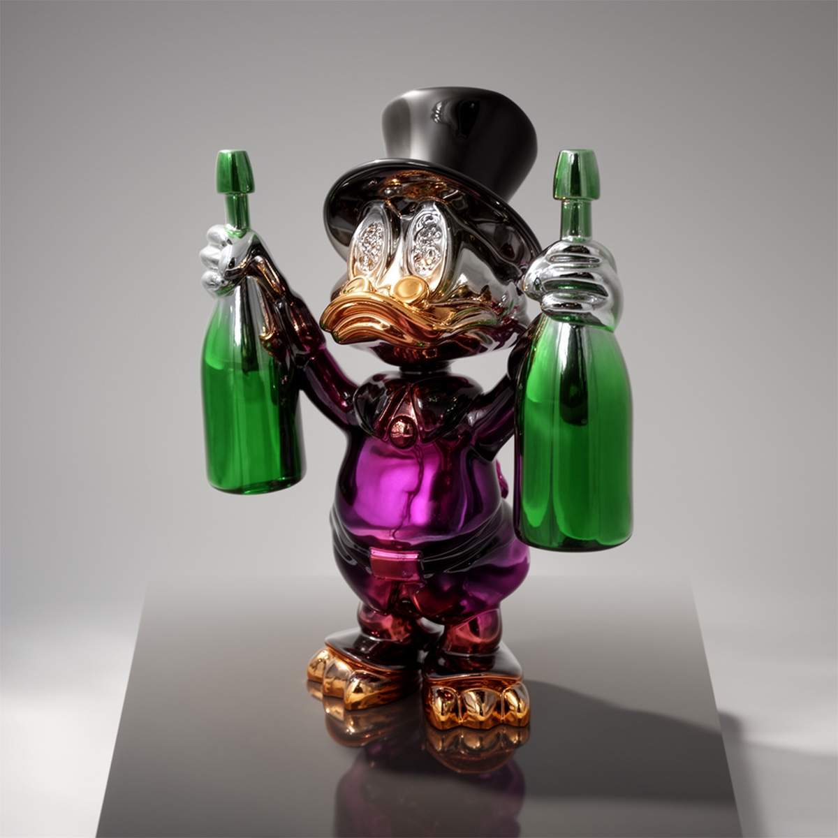 Dekorative Figur – Mini Dagobert Duck in Chrom – Bild 5