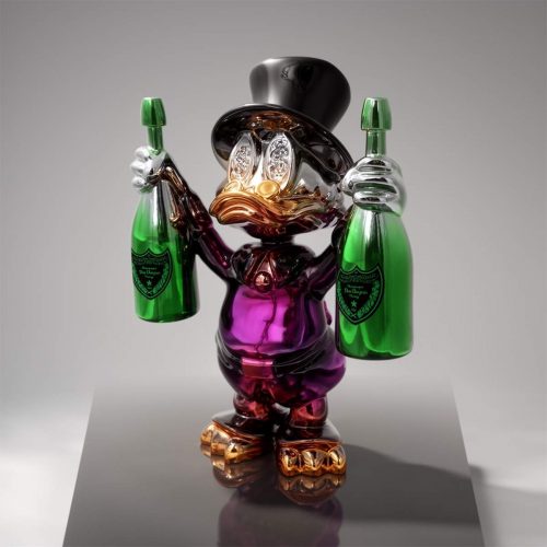 Dekorative Figur – Mini Dagobert Duck in Chrom