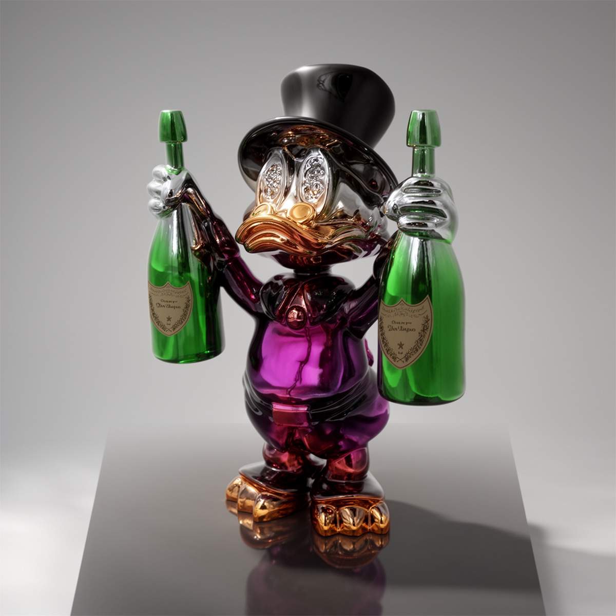 Dekorative Figur – Mini Dagobert Duck in Chrom – Bild 4