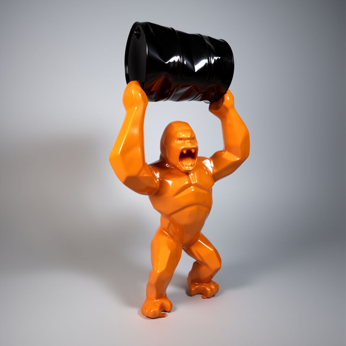 Lowpoly Gorillafigur, Blau Metallic – Bild 14