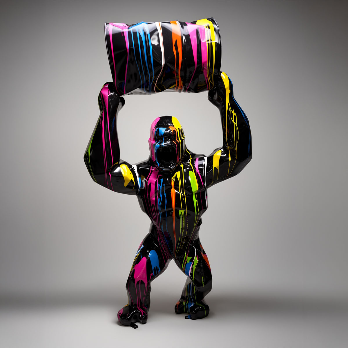Lowpoly Gorillafigur, Blau Metallic – Bild 7