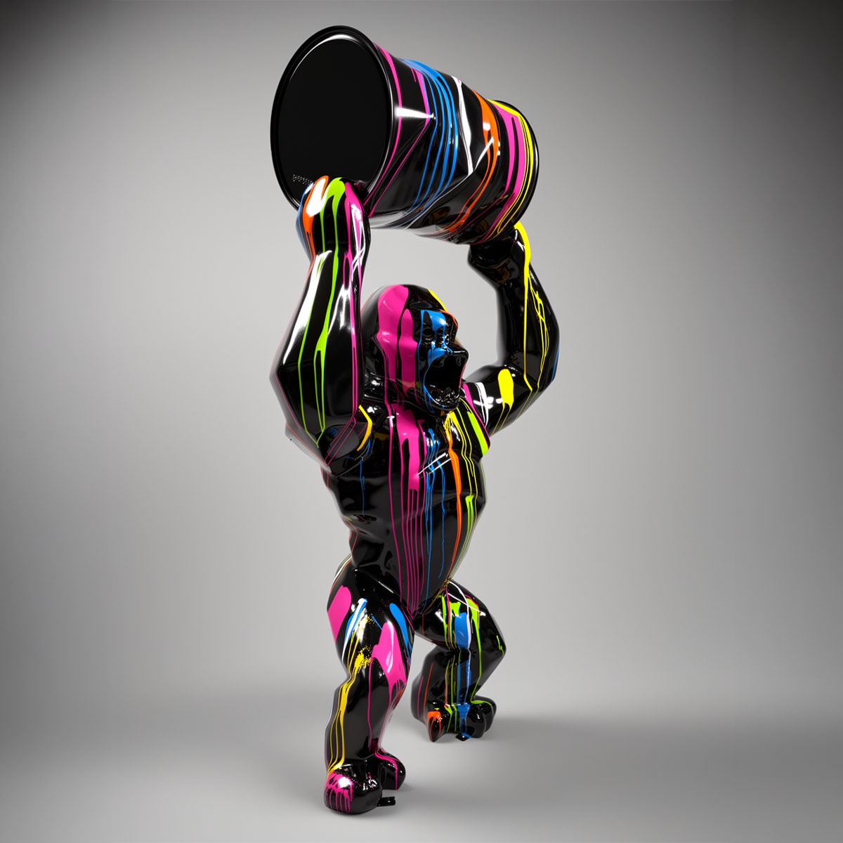 Lowpoly Gorillafigur, Blau Metallic – Bild 15