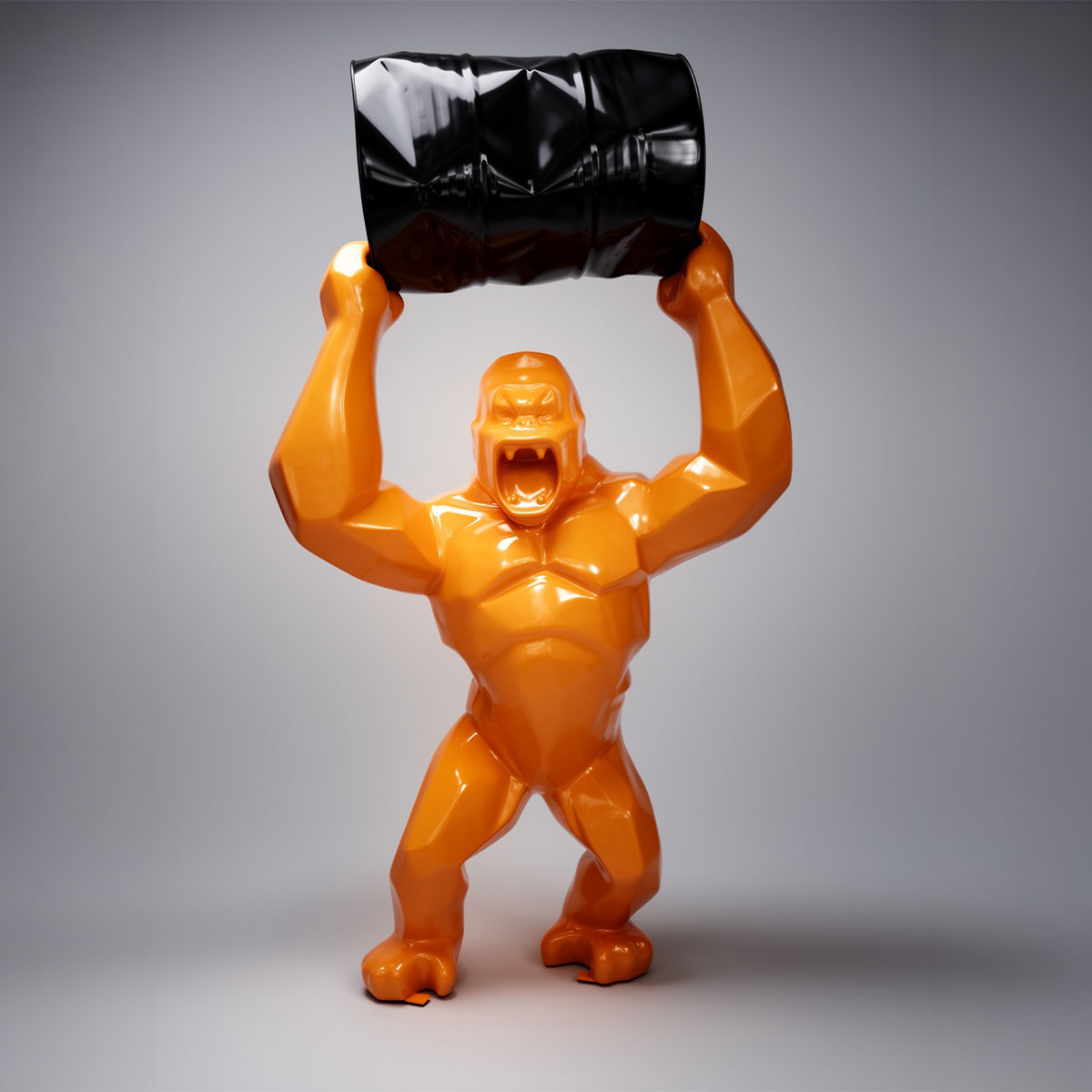 Lowpoly Gorillafigur, Blau Metallic – Bild 6