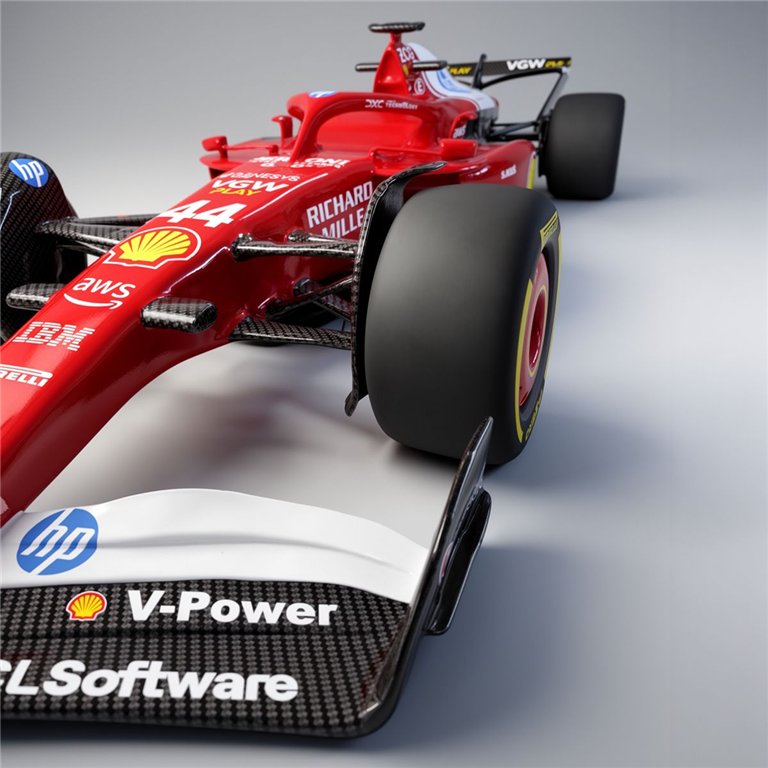 Figur Formel-1-Rennwagen aus Fiberglas, rote realistische Skulptur an Wand, werbe- und showroom-tauglich