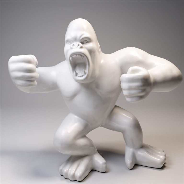 Große Figur eines weißen Boxer-Gorilla