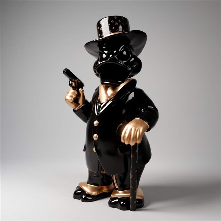 Dekorative Figur – Al-Capone-Enterich Schwarz-Gold