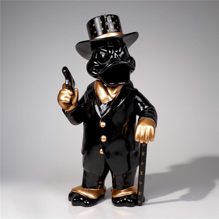 Dekorative Figur – Al-Capone-Enterich Schwarz-Gold