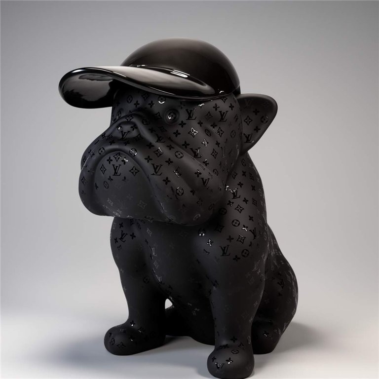 Hund Bulldogge mit Kappe - Matt