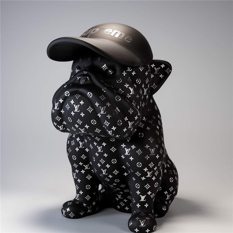 Hund Bulldogge mit Kappe - Matt mit Chrom