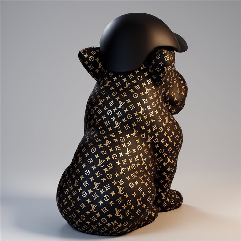 Bulldogge Hund mit Mütze - Matt mit goldenem Logo