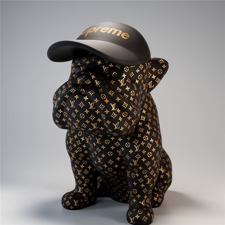 Bulldogge Hund mit Mütze - Matt mit goldenem Logo
