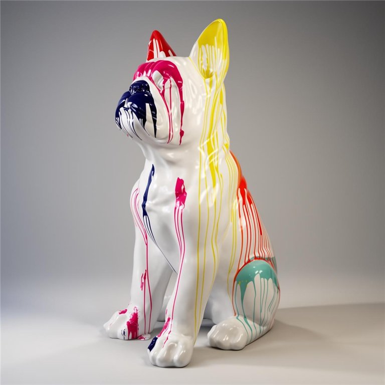 Große Französische Bulldoggenfigur „Juki“ Weiß