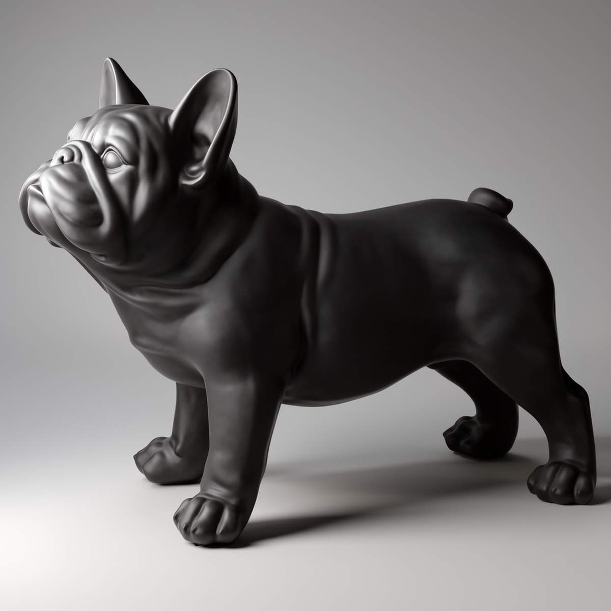 Große Dekorative Französische Bulldogge Juki Schwarz Mat Figur