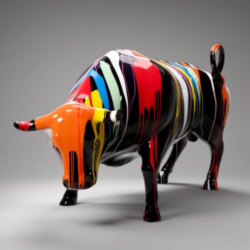 Lebensgroße Farbige Stier/Bulle -Figuren