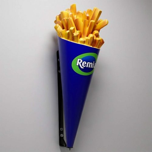 Pommes Gastronomie Werbefigur Zumurhängen