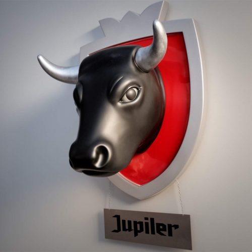 Stierkopf Glasfaser -Figuren MIT Logo und Wandhalterung