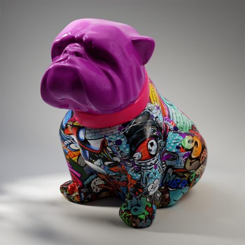 Bulldog Angelo 60 cm Hund - Graffiti