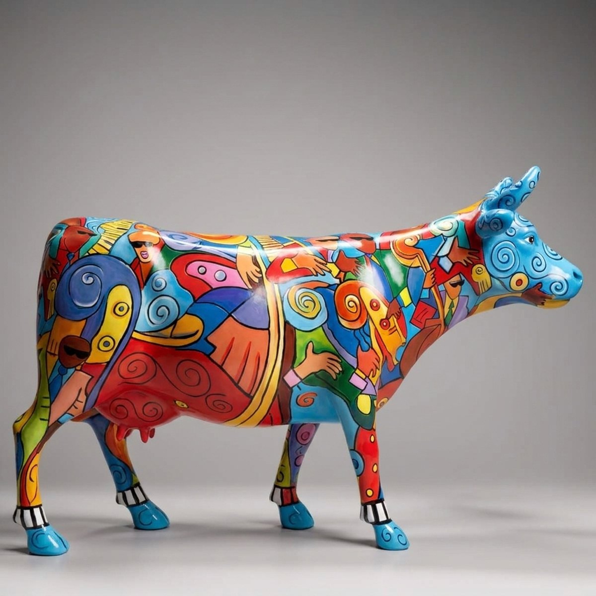 Artystyczna Figura Krowy Parada Krów - Czerwony Ornament