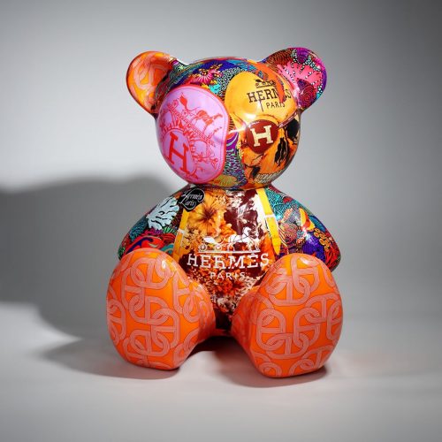 Artystyczna Figura Misia Siedzącego Hermes Colorful - przód