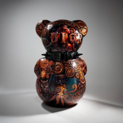 Artystyczna Figura Misia Siedzącego Steampunk - przód