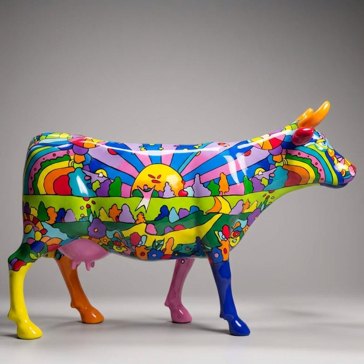Figura Artystyczna Krowa - Słoneczny Pejzaż