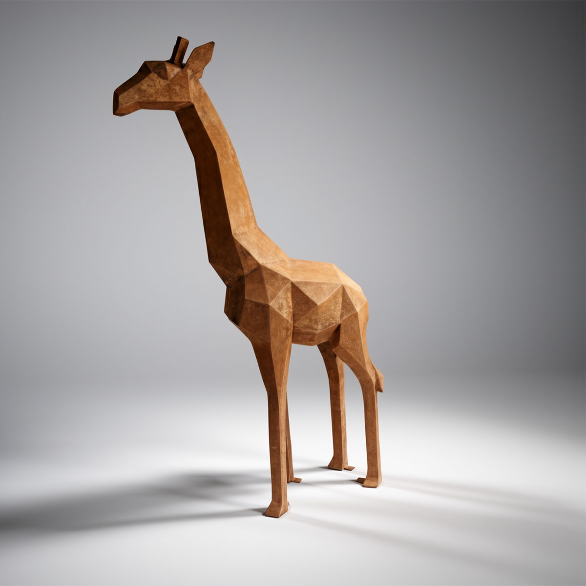 Geometrische Low-Poly-Giraffe in Rostoptik – Bild 2